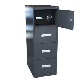 Archivero Metalico con Caja Fuerte Vertical 4 Gavetas AC-4CI