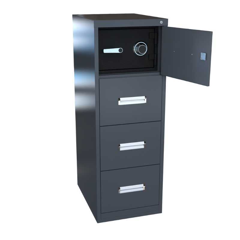 Archivero Metalico con Caja Fuerte Vertical 4 Gavetas AC-4CI
