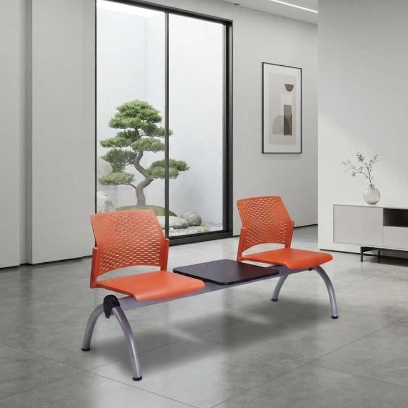 Banca de Espera con Mesa Rewind 3 plazas RE-573M-N